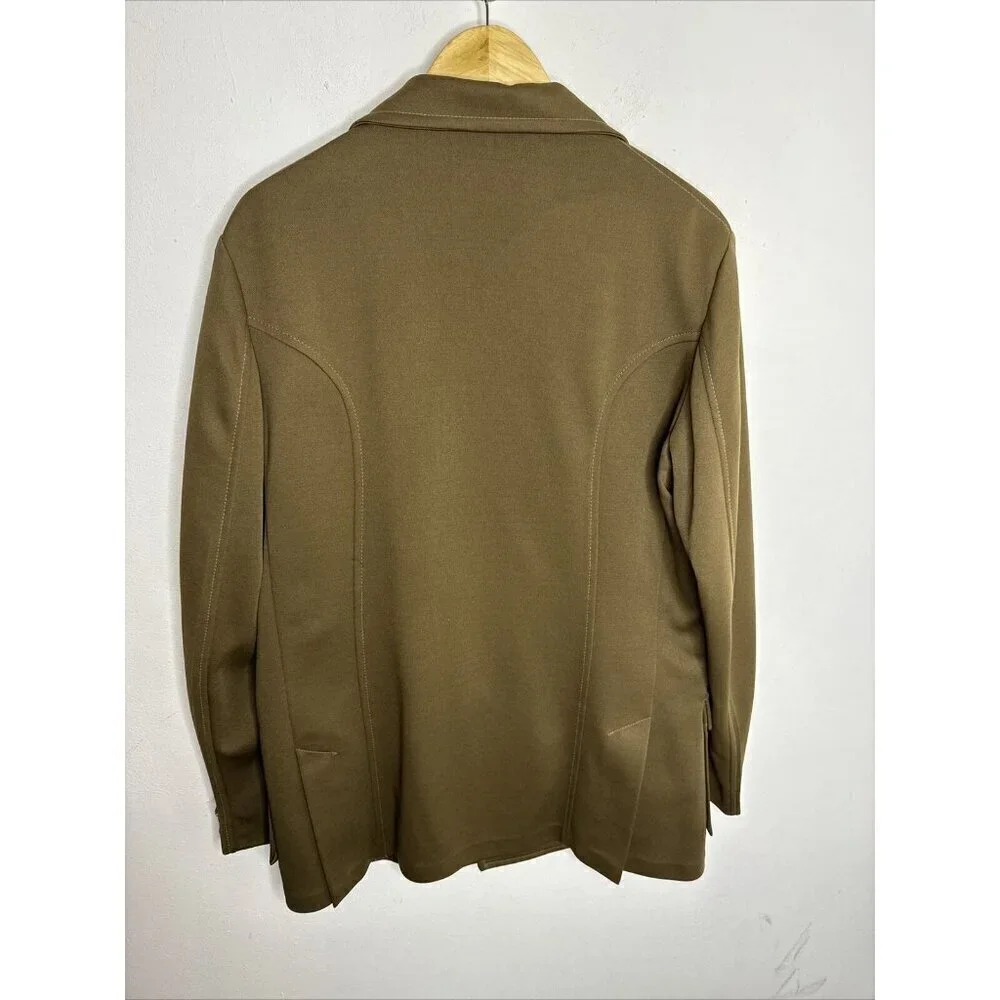 Vintage 1960s Military Dress Jacket Blazer‎ Men 44 Tall Khaki  Hippie
